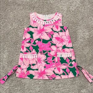 Floral Pink and Green Sleeveless Dress